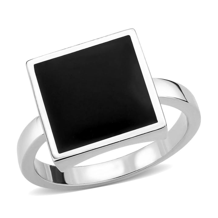 LOVCIA Rhodium-Plated Brass Ring with Jet Black Epoxy - Buy stylish Rings for women - Shop latest Ring design - Trendy Rings - Unique fashion Rings - Find the perfect Ring