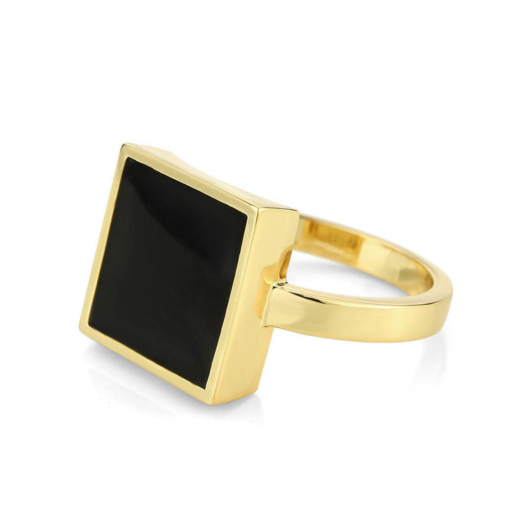 LOVCIA Jet Epoxy Brass Ring with Flash Gold Finish - Buy stylish Rings for women - Shop latest Ring design - Trendy Rings - Unique fashion Rings - Find the perfect Ring