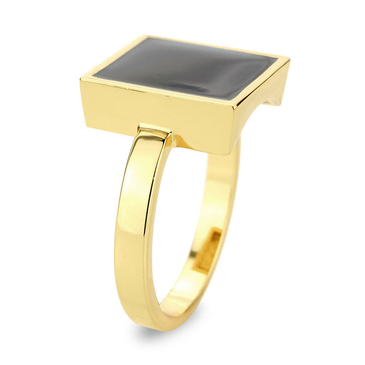 LOVCIA Jet Epoxy Brass Ring with Flash Gold Finish - Buy stylish Rings for women - Shop latest Ring design - Trendy Rings - Unique fashion Rings - Find the perfect Ring