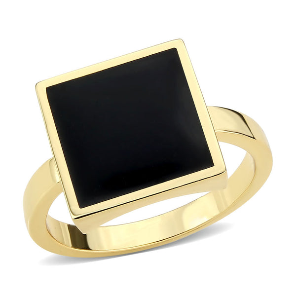 LOVCIA Jet Epoxy Brass Ring with Flash Gold Finish - Buy stylish Rings for women - Shop latest Ring design - Trendy Rings - Unique fashion Rings - Find the perfect Ring