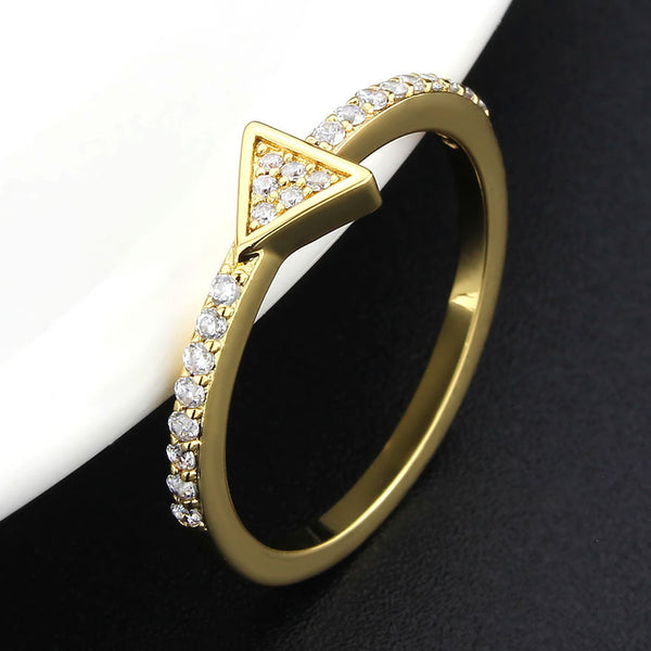 LOVCIA Radiant Flash Gold Brass Ring with Clear AAA CZ Stone - Buy stylish Rings for women - Shop latest Ring design - Trendy Rings - Unique fashion Rings - Find the perfect Ring