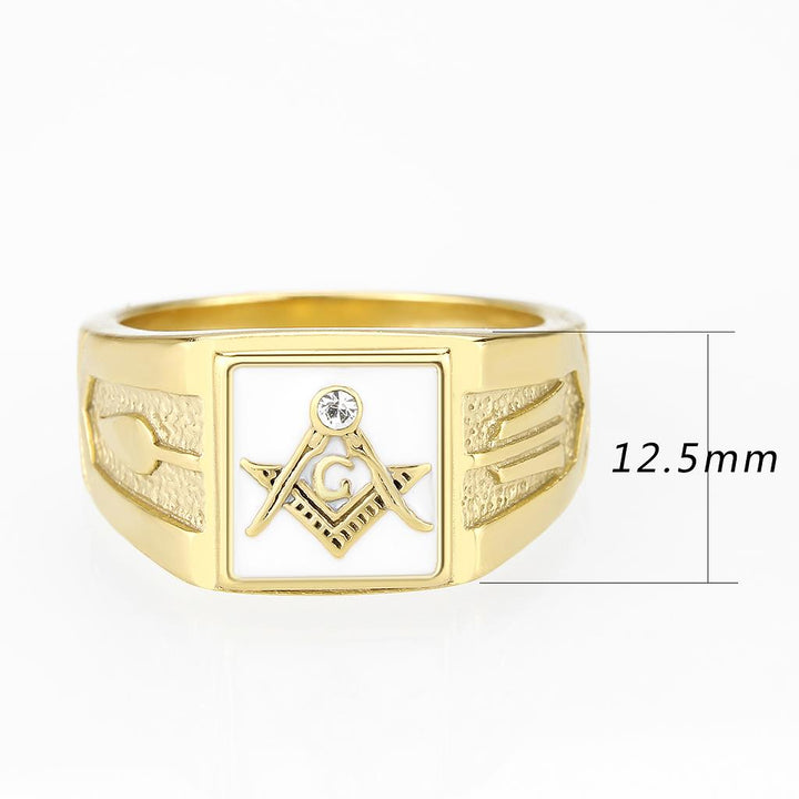 LOVCIA Ion Plated Gold Stainless Steel Ring with Clear Top Grade Crystal - Buy stylish Rings for women - Shop latest Ring design - Trendy Rings - Unique fashion Rings - Find the perfect Ring