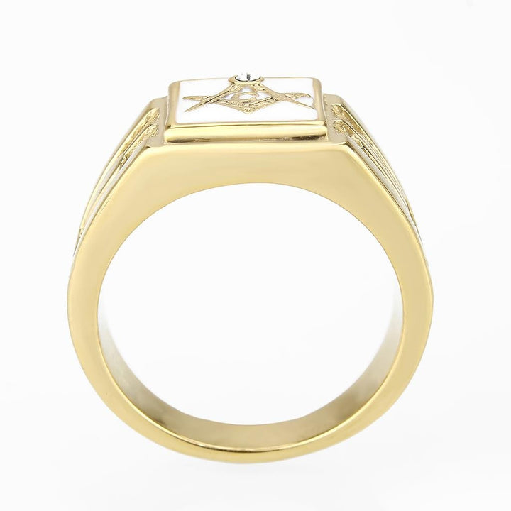 LOVCIA Ion Plated Gold Stainless Steel Ring with Clear Top Grade Crystal - Buy stylish Rings for women - Shop latest Ring design - Trendy Rings - Unique fashion Rings - Find the perfect Ring