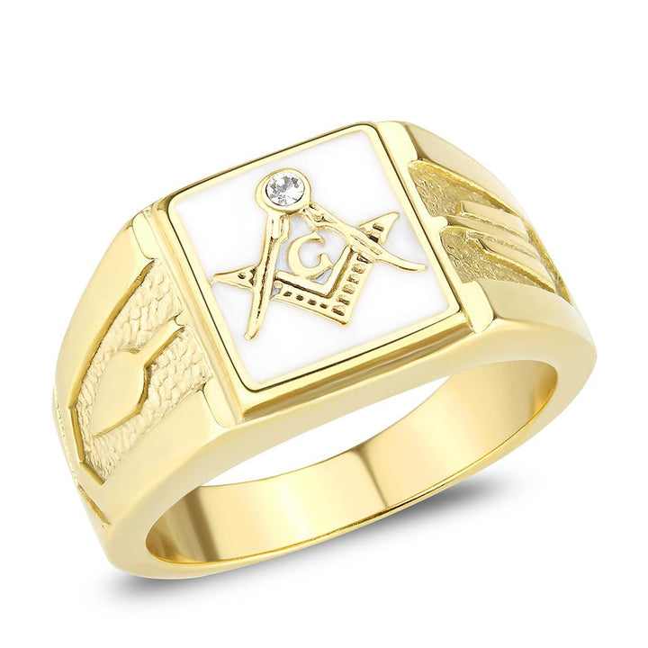 LOVCIA Ion Plated Gold Stainless Steel Ring with Clear Top Grade Crystal - Buy stylish Rings for women - Shop latest Ring design - Trendy Rings - Unique fashion Rings - Find the perfect Ring