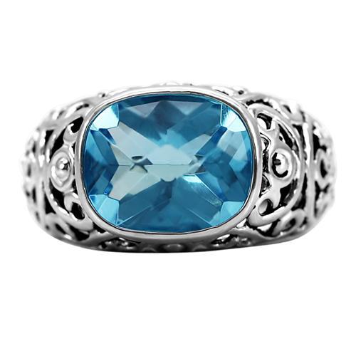 LOVCIA Sea Blue Synthetic Glass Stainless Steel Ring - High Polish Finish - Buy stylish Rings for women - Shop latest Ring design - Trendy Rings - Unique fashion Rings - Find the perfect Ring