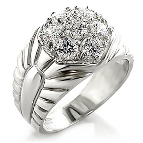 LOVCIA Rhodium-Plated Brass Ring with Clear AAA CZ Stone - Buy stylish Rings for women - Shop latest Ring design - Trendy Rings - Unique fashion Rings - Find the perfect Ring