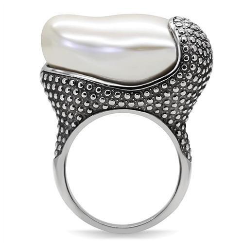 LOVCIA Stainless Steel Ring with High Polish Finish and White Synthetic Stone - Buy stylish Rings for women - Shop latest Ring design - Trendy Rings - Unique fashion Rings - Find the perfect Ring