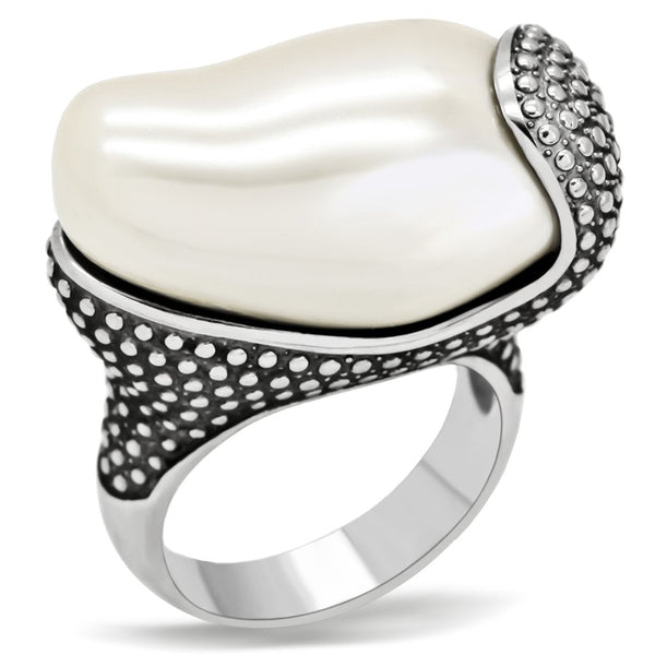 LOVCIA Stainless Steel Ring with High Polish Finish and White Synthetic Stone - Buy stylish Rings for women - Shop latest Ring design - Trendy Rings - Unique fashion Rings - Find the perfect Ring