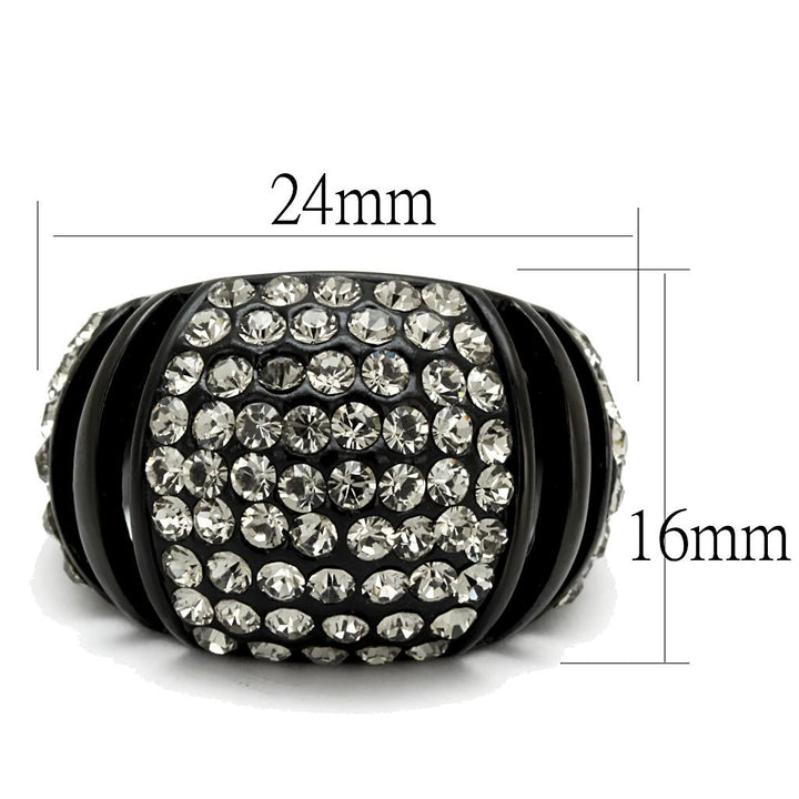 LOVCIA Hematite Crystal Stainless Steel Ring with IP Black Finish - Buy stylish Rings for women - Shop latest Ring design - Trendy Rings - Unique fashion Rings - Find the perfect Ring