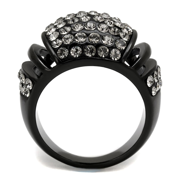 LOVCIA Hematite Crystal Stainless Steel Ring with IP Black Finish - Buy stylish Rings for women - Shop latest Ring design - Trendy Rings - Unique fashion Rings - Find the perfect Ring