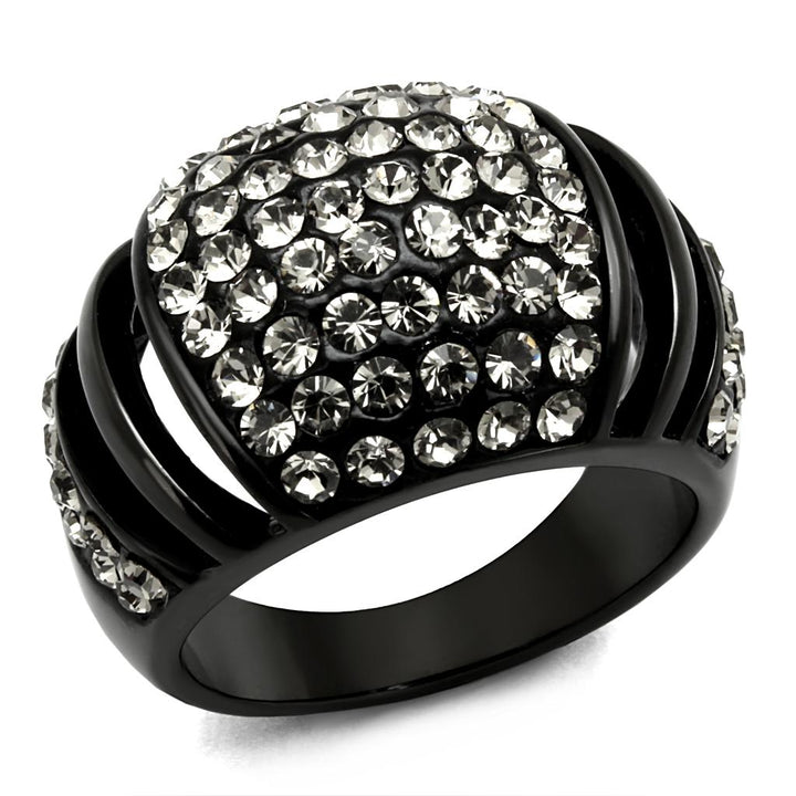 LOVCIA Hematite Crystal Stainless Steel Ring with IP Black Finish - Buy stylish Rings for women - Shop latest Ring design - Trendy Rings - Unique fashion Rings - Find the perfect Ring