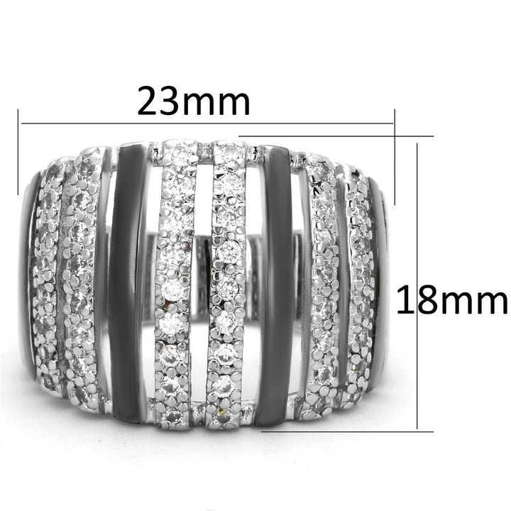 LOVCIA Rhodium & Ruthenium Finished Brass Ring with Clear AAA CZ Stone - Buy stylish Rings for women - Shop latest Ring design - Trendy Rings - Unique fashion Rings - Find the perfect Ring