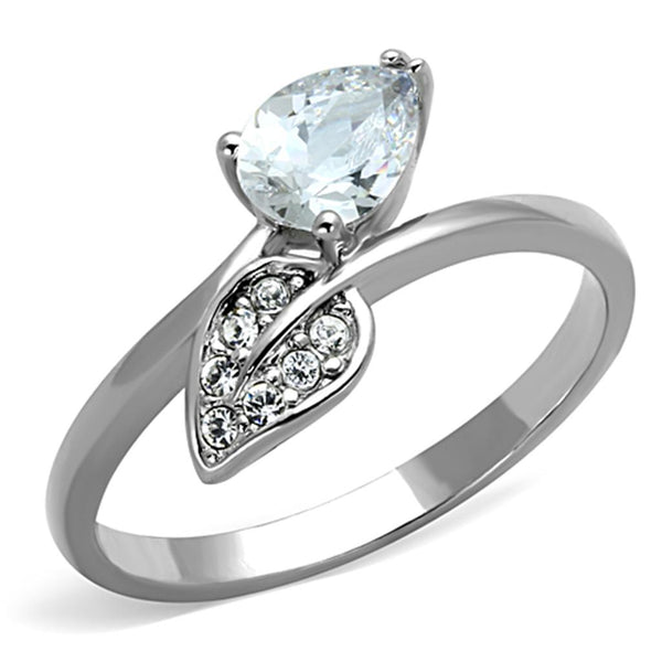 LOVCIA Rhodium-Plated Brass Ring with Clear AAA CZ Stone - Buy stylish Rings for women - Shop latest Ring design - Trendy Rings - Unique fashion Rings - Find the perfect Ring