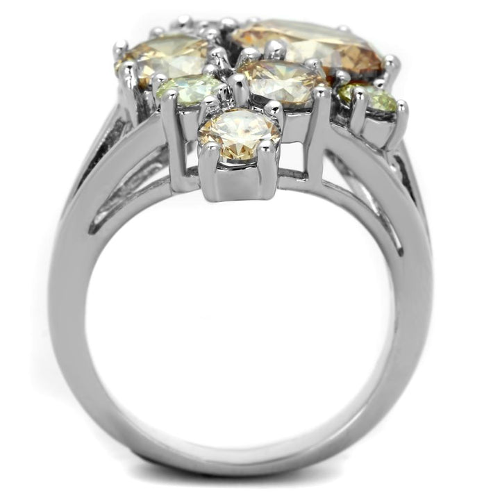 LOVCIA Rhodium-Plated Brass Ring with Multi-Colored AAA Grade CZ Stones - Buy stylish Rings for women - Shop latest Ring design - Trendy Rings - Unique fashion Rings - Find the perfect Ring