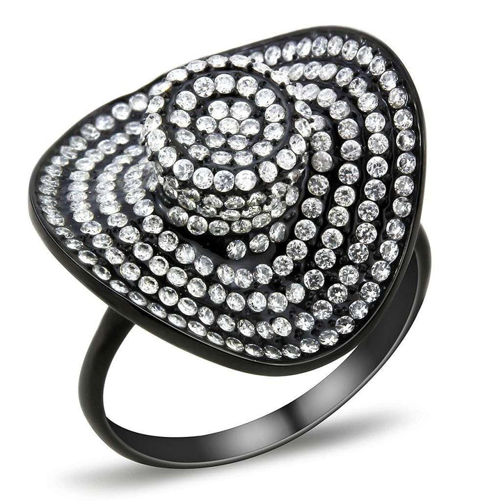 LOVCIA Ion-Plated Black Stainless Steel Ring with Clear AAA CZ Stone - Buy stylish Rings for women - Shop latest Ring design - Trendy Rings - Unique fashion Rings - Find the perfect Ring