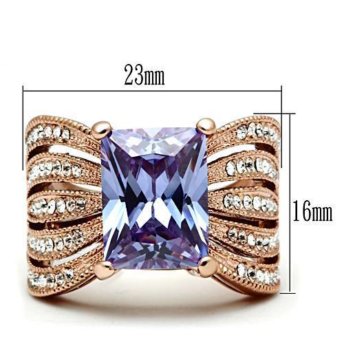 LOVCIA Rose Gold Ion-Plated Brass Ring with Light Amethyst AAA CZ Stone - Buy stylish Rings for women - Shop latest Ring design - Trendy Rings - Unique fashion Rings - Find the perfect Ring