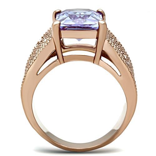 LOVCIA Rose Gold Ion-Plated Brass Ring with Light Amethyst AAA CZ Stone - Buy stylish Rings for women - Shop latest Ring design - Trendy Rings - Unique fashion Rings - Find the perfect Ring