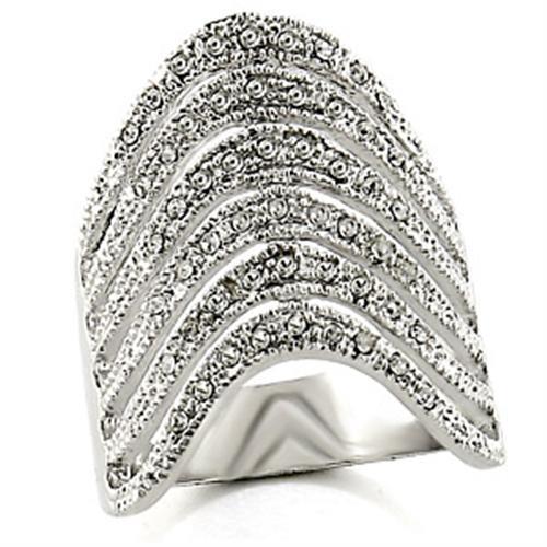 LOVCIA Elegant Rhodium-Plated Brass Ring with Clear Top Grade Crystal - Buy stylish Rings for women - Shop latest Ring design - Trendy Rings - Unique fashion Rings - Find the perfect Ring