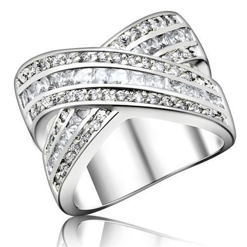 LOVCIA Elegant High-Polished 925 Sterling Silver Ring with Clear AAA Grade CZ Stone - Buy stylish Rings for women - Shop latest Ring design - Trendy Rings - Unique fashion Rings - Find the perfect Ring