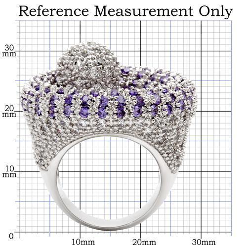 LOVCIA Rhodium-Plated Brass Ring with Tanzanite AAA Grade Cubic Zirconia - Buy stylish Rings for women - Shop latest Ring design - Trendy Rings - Unique fashion Rings - Find the perfect Ring