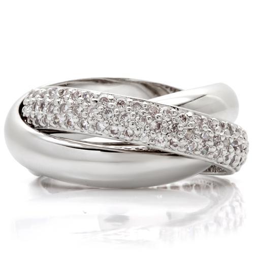 LOVCIA Elegant Rhodium-Plated Brass Ring with Clear AAA CZ Stone - Buy stylish Rings for women - Shop latest Ring design - Trendy Rings - Unique fashion Rings - Find the perfect Ring