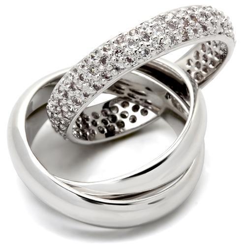 LOVCIA Elegant Rhodium-Plated Brass Ring with Clear AAA CZ Stone - Buy stylish Rings for women - Shop latest Ring design - Trendy Rings - Unique fashion Rings - Find the perfect Ring