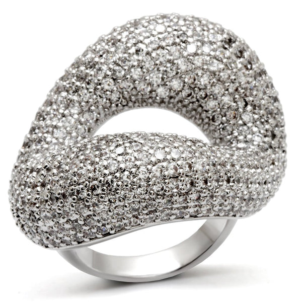 LOVCIA Elegant Rhodium-Plated Brass Ring with Clear AAA Cubic Zirconia - Buy stylish Rings for women - Shop latest Ring design - Trendy Rings - Unique fashion Rings - Find the perfect Ring