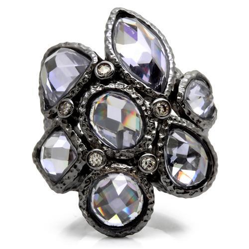 LOVCIA Ruthenium-Plated Brass Ring with AAA Light Amethyst CZ Stone - Buy stylish Rings for women - Shop latest Ring design - Trendy Rings - Unique fashion Rings - Find the perfect Ring