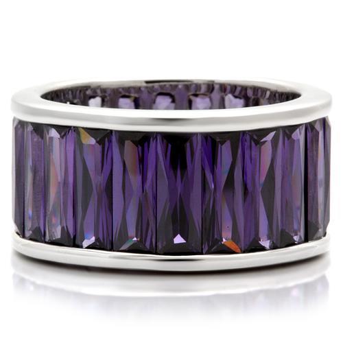 LOVCIA Elegant Rhodium-Plated Brass Ring with Amethyst AAA CZ Gemstone - Buy stylish Rings for women - Shop latest Ring design - Trendy Rings - Unique fashion Rings - Find the perfect Ring