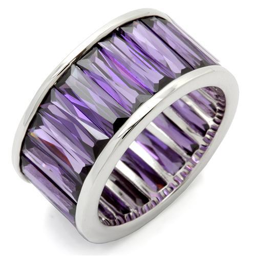 LOVCIA Elegant Rhodium-Plated Brass Ring with Amethyst AAA CZ Gemstone - Buy stylish Rings for women - Shop latest Ring design - Trendy Rings - Unique fashion Rings - Find the perfect Ring