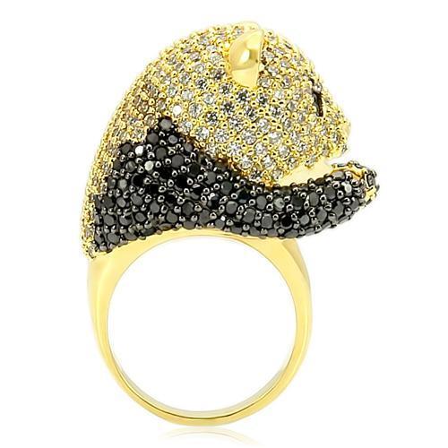 LOVCIA Gold and Ruthenium Brass Ring with Jet AAA Grade Cubic Zirconia - Buy stylish Rings for women - Shop latest Ring design - Trendy Rings - Unique fashion Rings - Find the perfect Ring