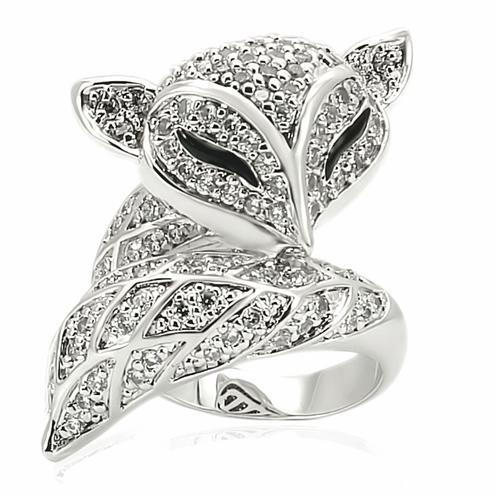 LOVCIA Rhodium-Finished Brass Ring with Clear AAA Grade Cubic Zirconia - Buy stylish Rings for women - Shop latest Ring design - Trendy Rings - Unique fashion Rings - Find the perfect Ring