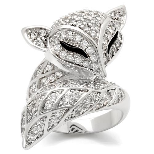 LOVCIA Rhodium-Finished Brass Ring with Clear AAA Grade Cubic Zirconia - Buy stylish Rings for women - Shop latest Ring design - Trendy Rings - Unique fashion Rings - Find the perfect Ring