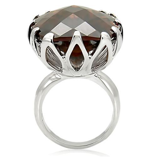 LOVCIA Smoky Topaz Rhodium-Plated Brass Ring with AAA Grade CZ Stone - Buy stylish Rings for women - Shop latest Ring design - Trendy Rings - Unique fashion Rings - Find the perfect Ring