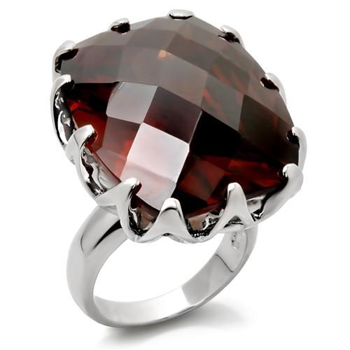 LOVCIA Smoky Topaz Rhodium-Plated Brass Ring with AAA Grade CZ Stone - Buy stylish Rings for women - Shop latest Ring design - Trendy Rings - Unique fashion Rings - Find the perfect Ring