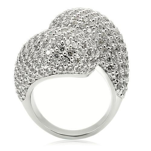 LOVCIA Rhodium-Plated Brass Ring with Clear AAA CZ Stone - Buy stylish Rings for women - Shop latest Ring design - Trendy Rings - Unique fashion Rings - Find the perfect Ring