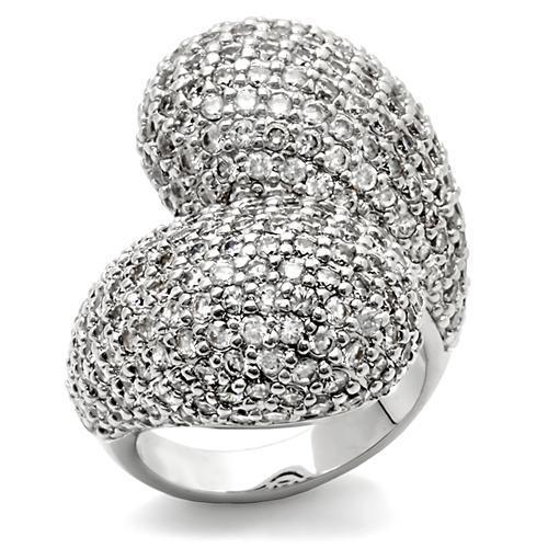 LOVCIA Rhodium-Plated Brass Ring with Clear AAA CZ Stone - Buy stylish Rings for women - Shop latest Ring design - Trendy Rings - Unique fashion Rings - Find the perfect Ring