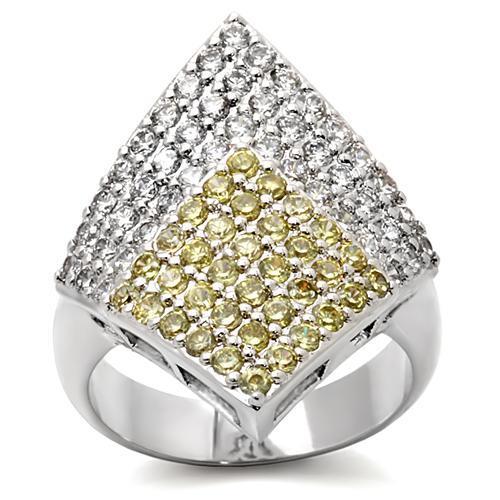 LOVCIA Rhodium Plated Brass Ring Featuring AAA Topaz-Colored CZ Stone - Buy stylish Rings for women - Shop latest Ring design - Trendy Rings - Unique fashion Rings - Find the perfect Ring