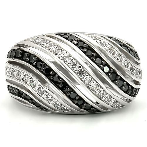 LOVCIA Rhodium and Ruthenium Plated Brass Ring with AAA Jet CZ Stone - Buy stylish Rings for women - Shop latest Ring design - Trendy Rings - Unique fashion Rings - Find the perfect Ring