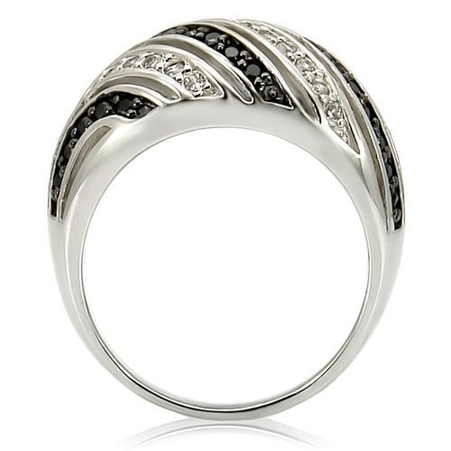 LOVCIA Rhodium and Ruthenium Plated Brass Ring with AAA Jet CZ Stone - Buy stylish Rings for women - Shop latest Ring design - Trendy Rings - Unique fashion Rings - Find the perfect Ring