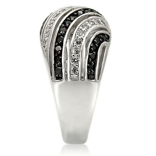 LOVCIA Rhodium and Ruthenium Plated Brass Ring with AAA Jet CZ Stone - Buy stylish Rings for women - Shop latest Ring design - Trendy Rings - Unique fashion Rings - Find the perfect Ring