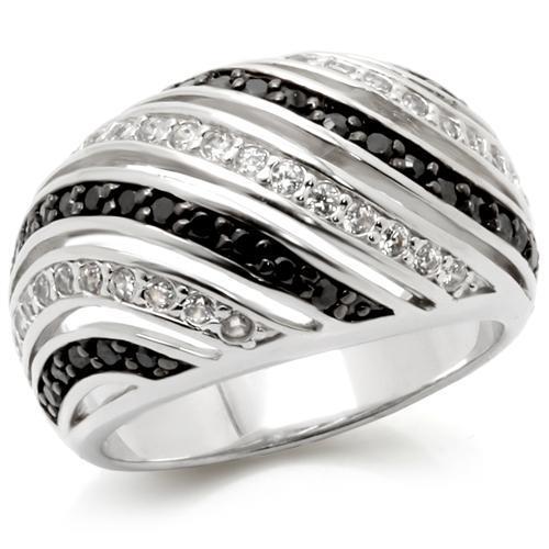 LOVCIA Rhodium and Ruthenium Plated Brass Ring with AAA Jet CZ Stone - Buy stylish Rings for women - Shop latest Ring design - Trendy Rings - Unique fashion Rings - Find the perfect Ring