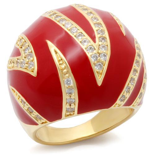 LOVCIA Elegant Gold-Plated Brass Ring with Clear AAA CZ Stone - Buy stylish Rings for women - Shop latest Ring design - Trendy Rings - Unique fashion Rings - Find the perfect Ring