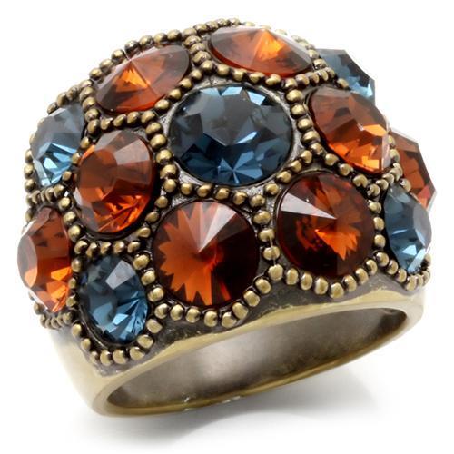 LOVCIA Vintage Brass Ring with Multi-Colored Top Grade Crystal - Buy stylish Rings for women - Shop latest Ring design - Trendy Rings - Unique fashion Rings - Find the perfect Ring