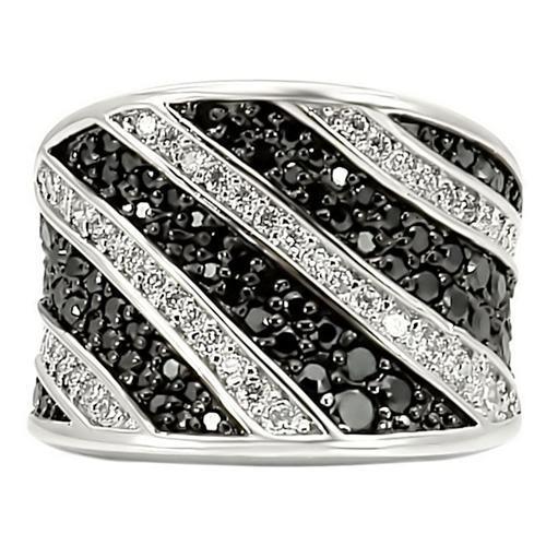 LOVCIA Rhodium and Ruthenium Plated Brass Ring with Jet AAA Grade Cubic Zirconia - Buy stylish Rings for women - Shop latest Ring design - Trendy Rings - Unique fashion Rings - Find the perfect Ring