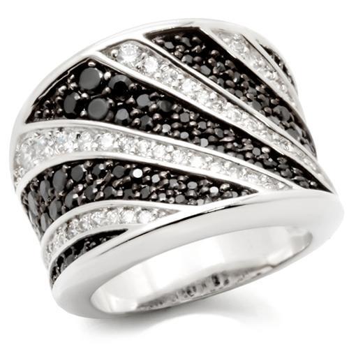 LOVCIA Rhodium and Ruthenium Plated Brass Ring with Jet AAA Grade Cubic Zirconia - Buy stylish Rings for women - Shop latest Ring design - Trendy Rings - Unique fashion Rings - Find the perfect Ring