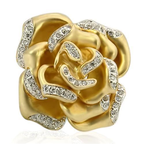 LOVCIA Matte Gold and Rhodium Plated Brass Ring with Clear AAA Grade CZ Stone - Buy stylish Rings for women - Shop latest Ring design - Trendy Rings - Unique fashion Rings - Find the perfect Ring