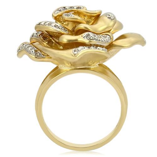 LOVCIA Matte Gold and Rhodium Plated Brass Ring with Clear AAA Grade CZ Stone - Buy stylish Rings for women - Shop latest Ring design - Trendy Rings - Unique fashion Rings - Find the perfect Ring