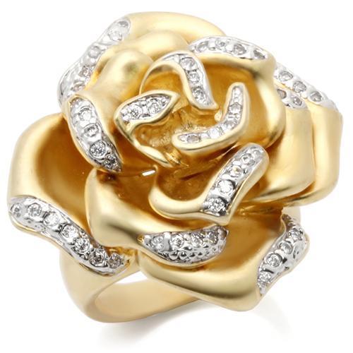 LOVCIA Matte Gold and Rhodium Plated Brass Ring with Clear AAA Grade CZ Stone - Buy stylish Rings for women - Shop latest Ring design - Trendy Rings - Unique fashion Rings - Find the perfect Ring