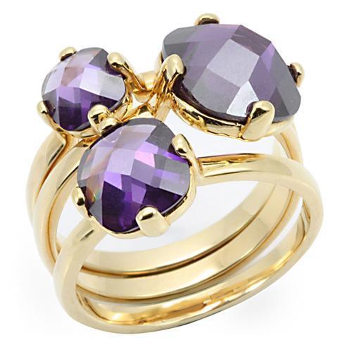 LOVCIA Amethyst Gold-Tone Brass Ring with AAA Grade Cubic Zirconia - Buy stylish Rings for women - Shop latest Ring design - Trendy Rings - Unique fashion Rings - Find the perfect Ring